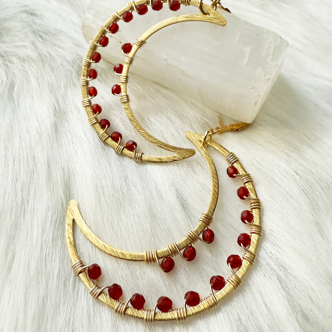 Blood Crescent Moon Statement Earrings