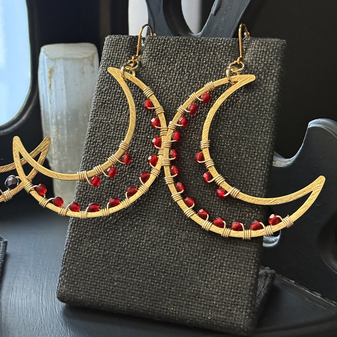 Blood Crescent Moon Statement Earrings