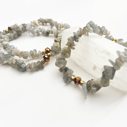 Labradorite Chip Stretch Bracelet