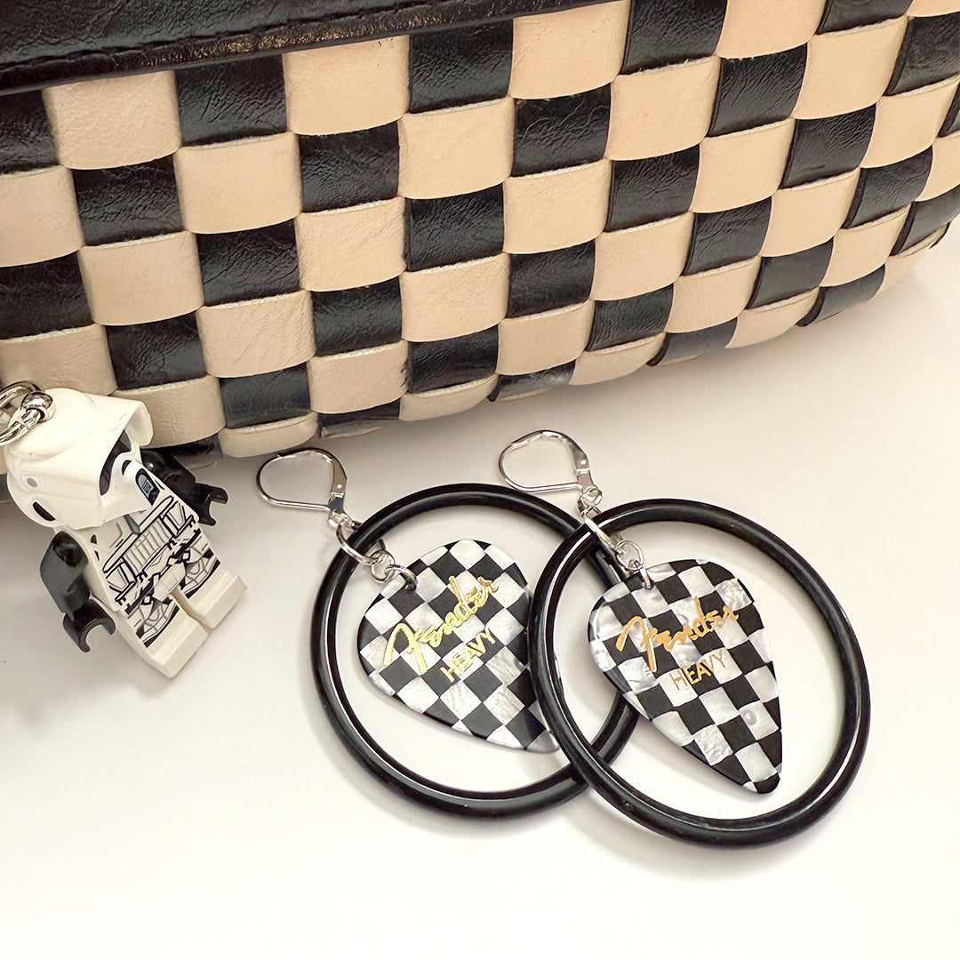 Checkered Guitar Picks Hoop earrings