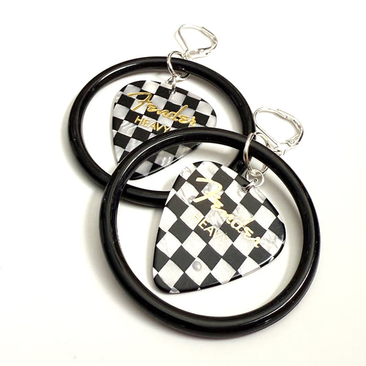 Checkered Guitar Picks Hoop earrings