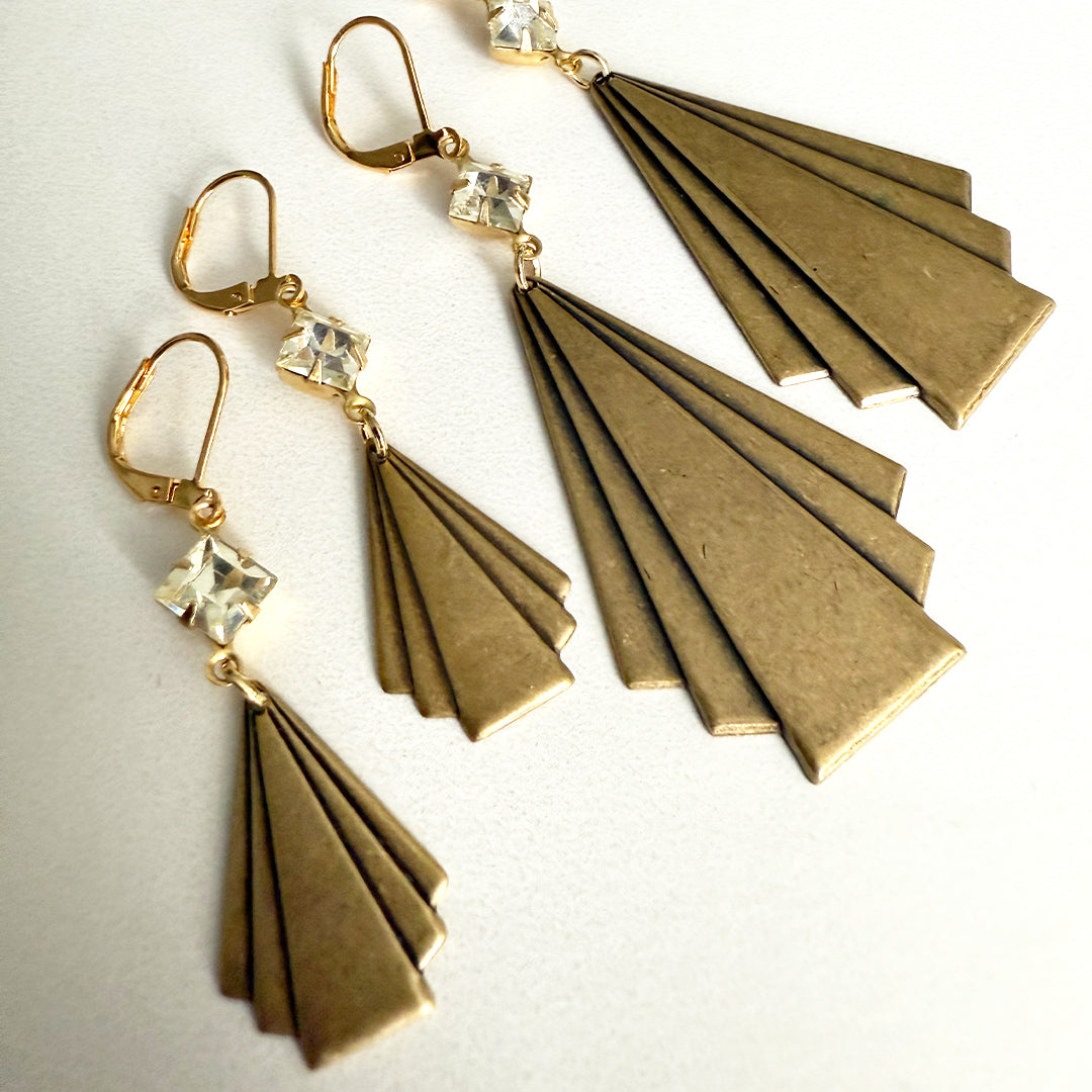 Art Deco Fan Earrings Large