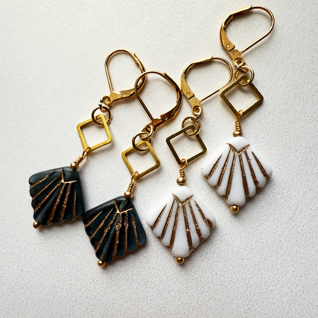 Art Deco Shell Drop Earrings