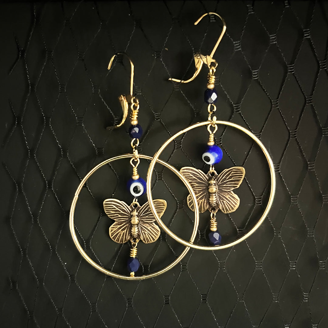 Evil Eye Butterfly Earrings