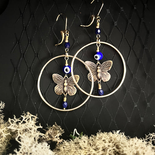 Evil Eye Butterfly Earrings