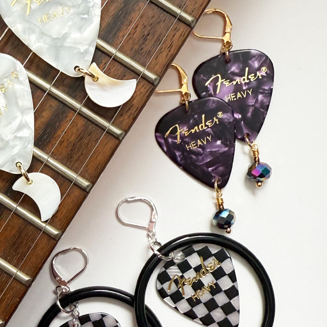 Galaxy Purple Guitar Pick Earrings