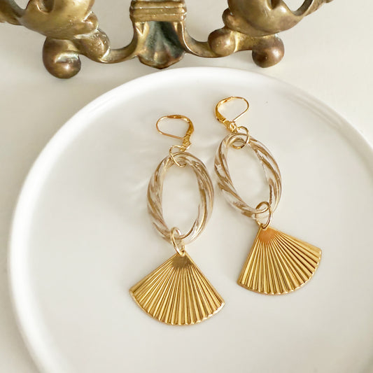 Crystal Clear Lucite Fan earrings