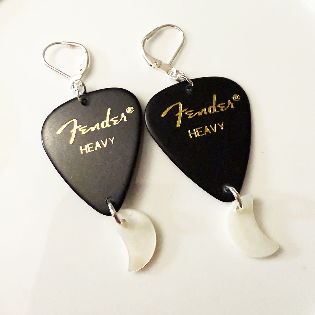 Dreamer Matte Black Guitar Pick Earrings