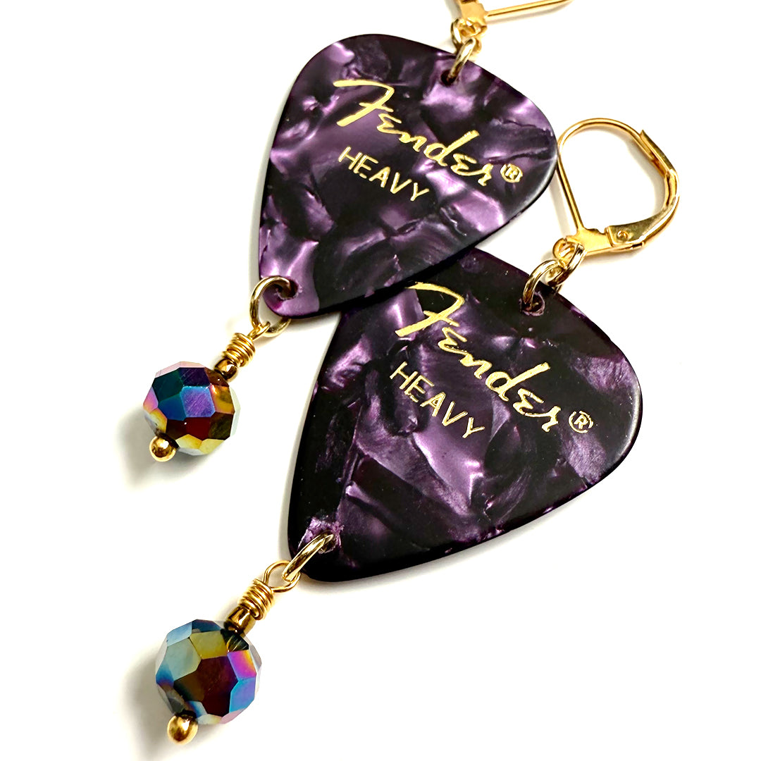 Galaxy Purple Guitar Pick Earrings