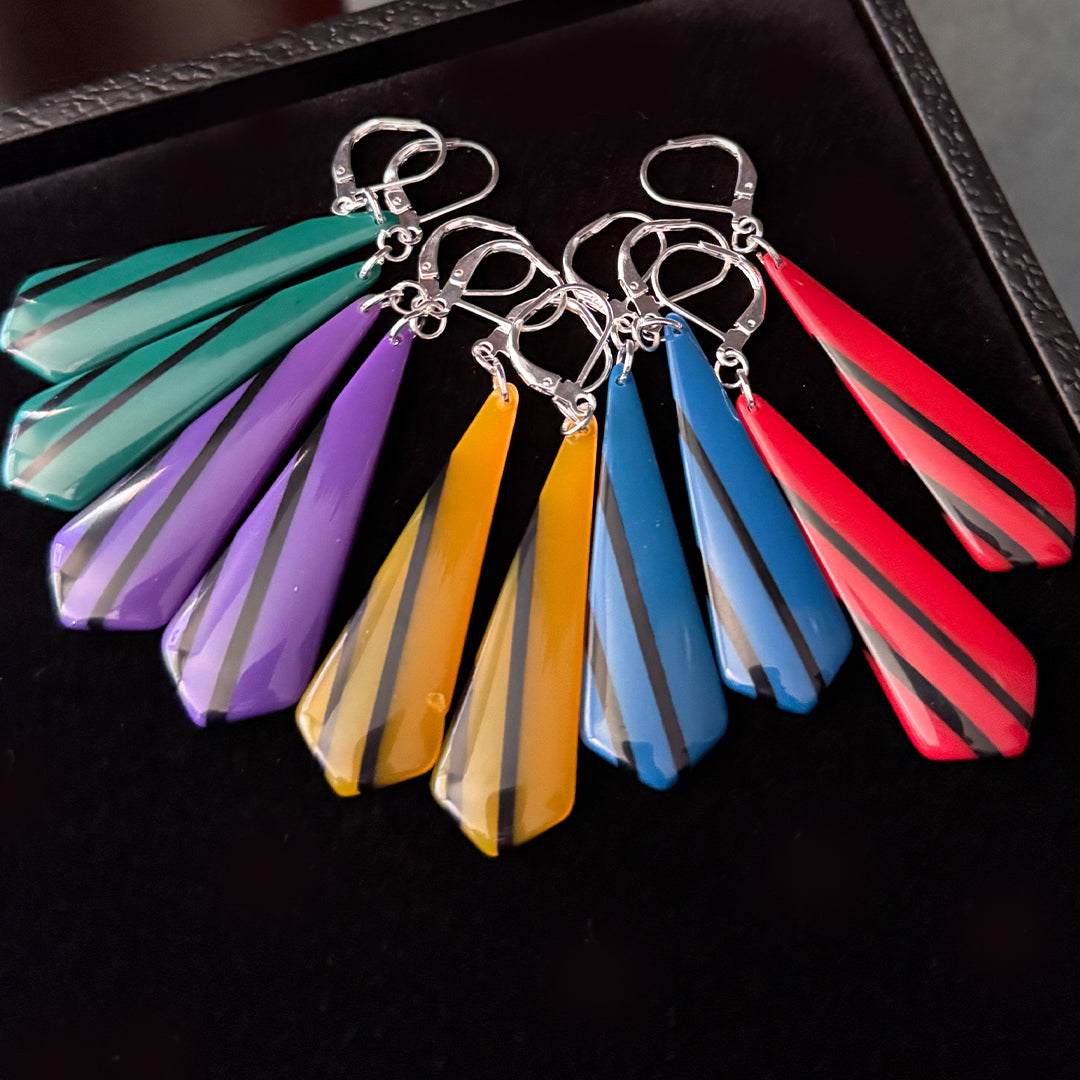 Retro Stripe Dangle Earrings