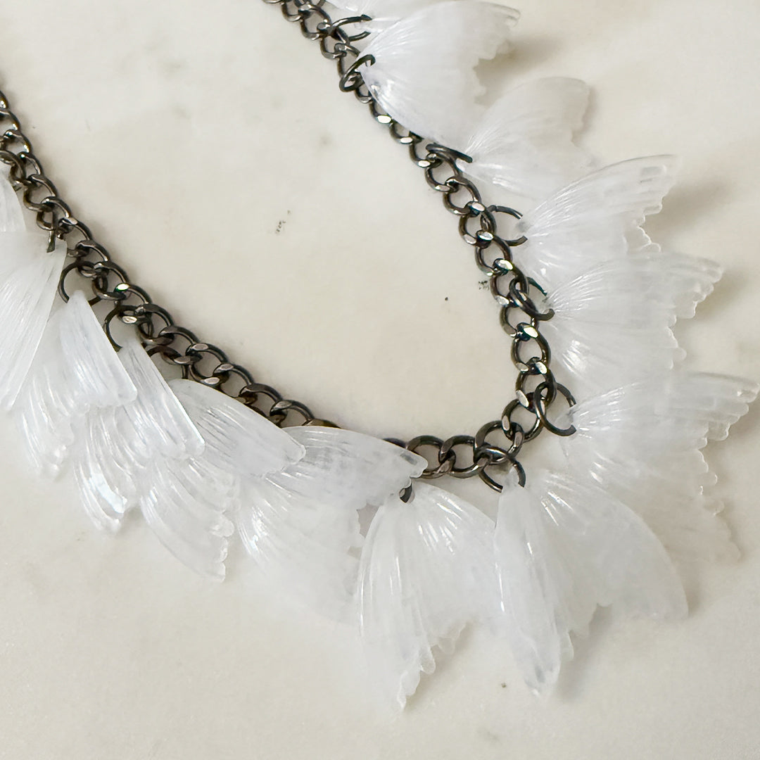 Bat Wing Cluster Necklace WHITE