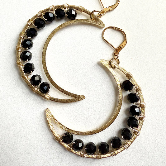 Black Crescent Moon Earrings