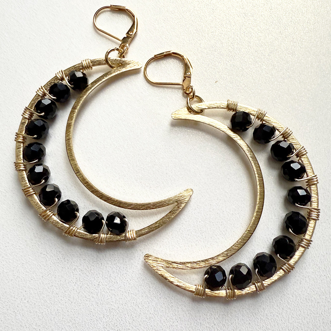 Black Crescent Moon Earrings