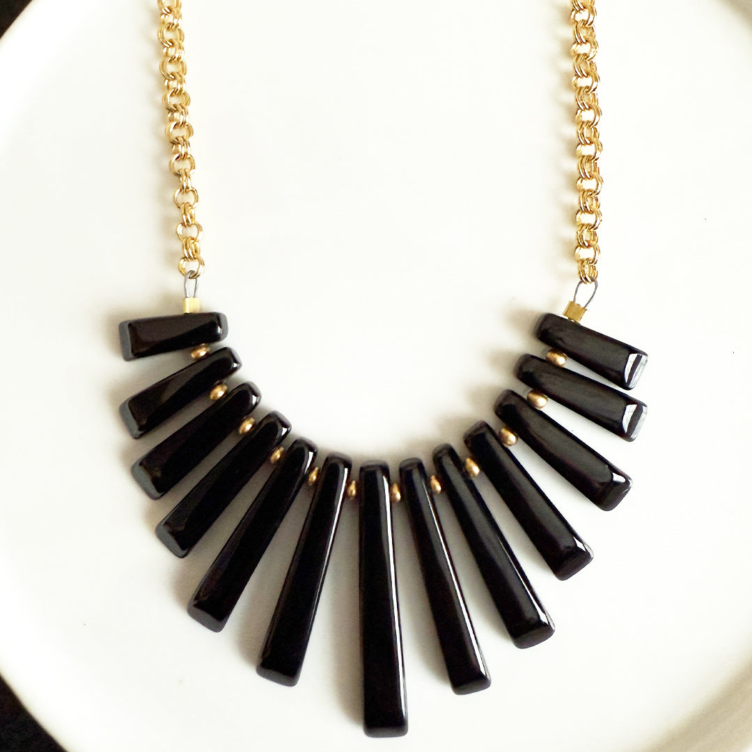 Onyx Fan Necklace