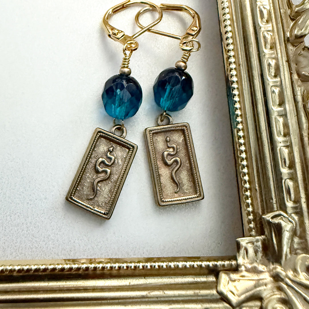 Framed Serpent Earrings TEAL