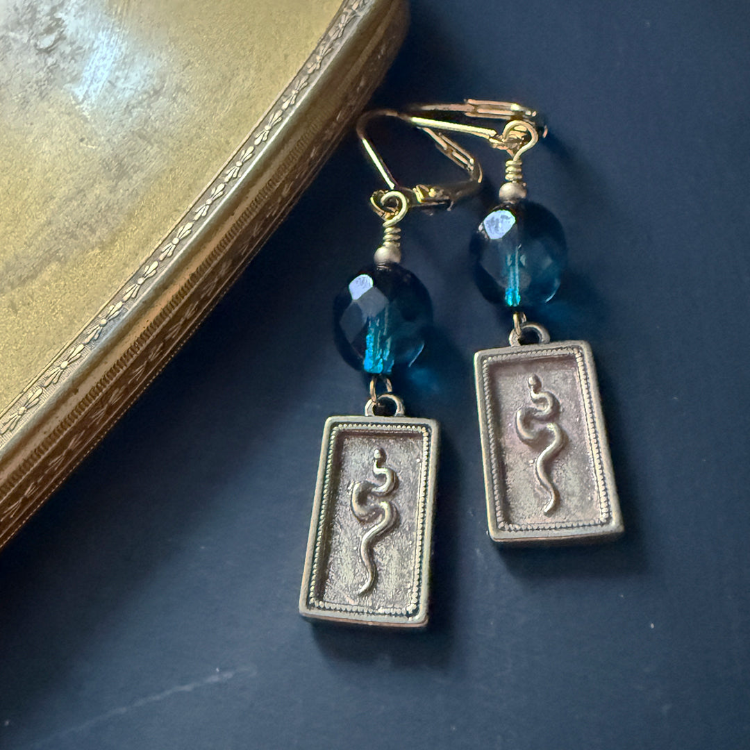 Framed Serpent Earrings TEAL