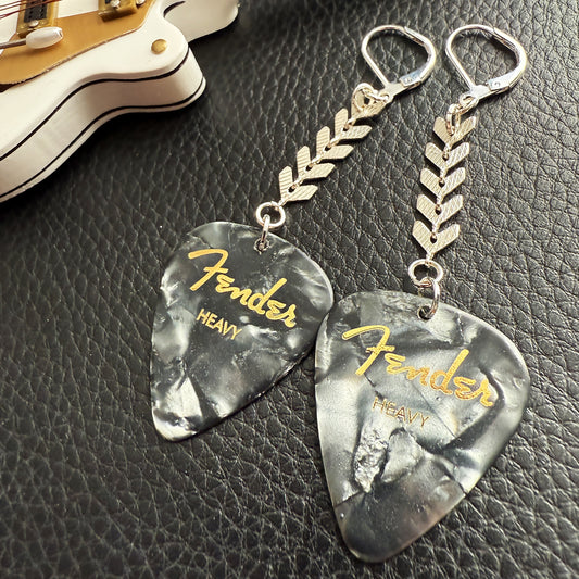 Steel Guitar Pick Drop Earrings