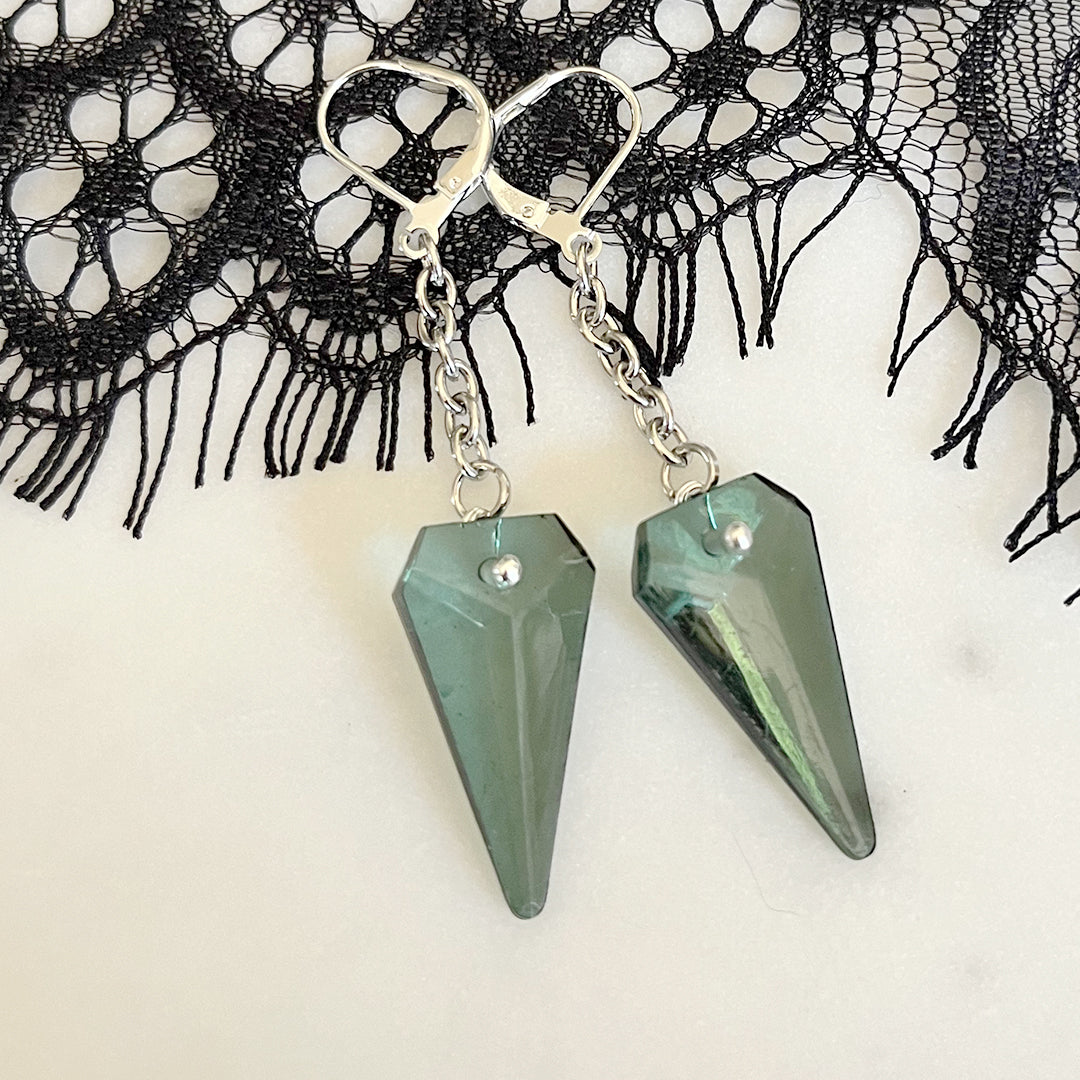 GREEN Acrylic Pendulum Drop Earrings