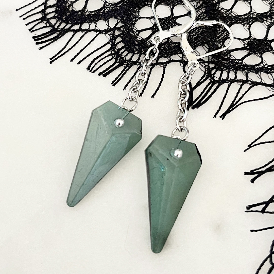 GREEN Acrylic Pendulum Drop Earrings