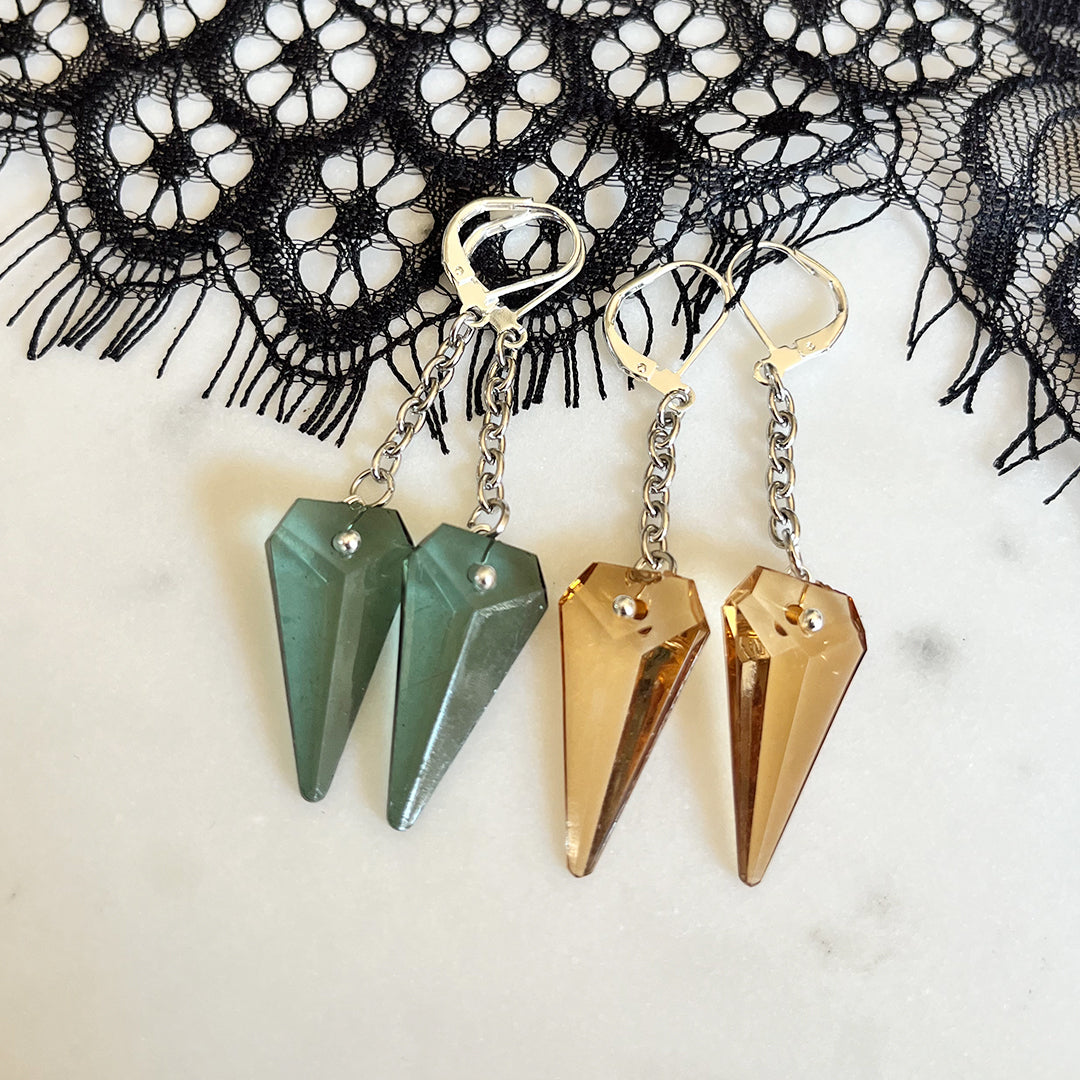 GREEN Acrylic Pendulum Drop Earrings