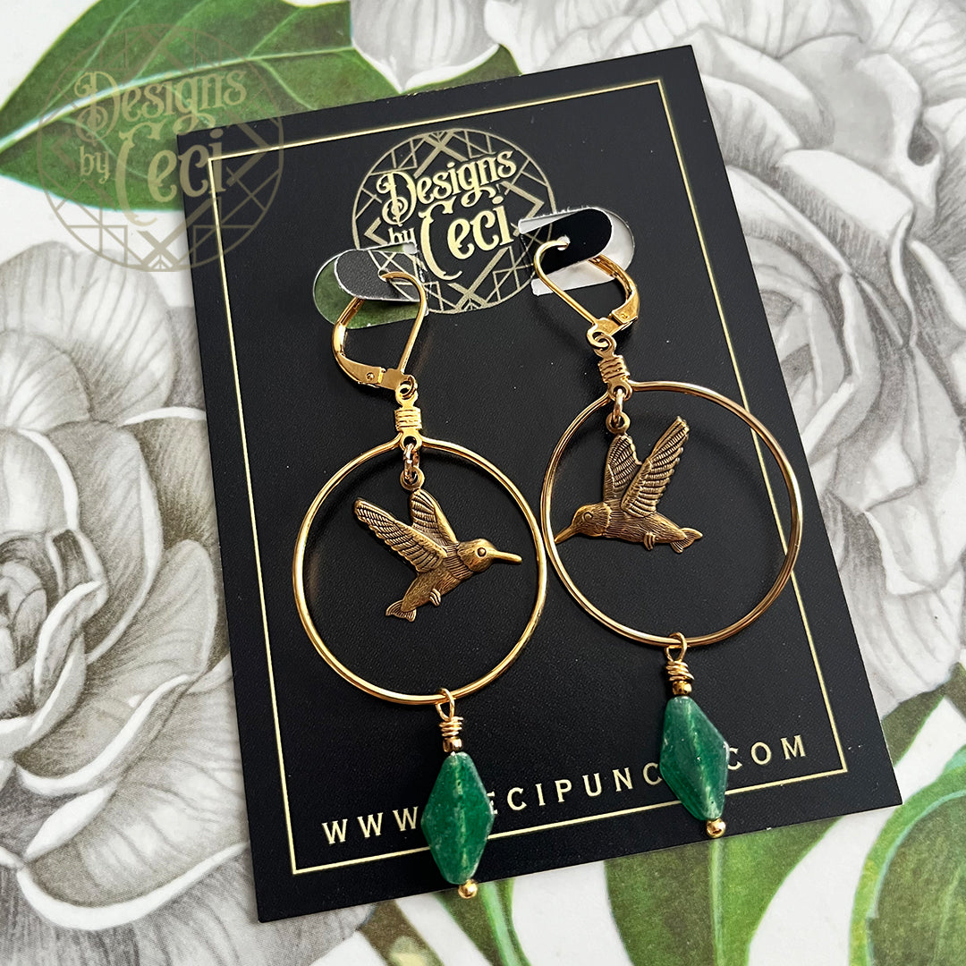 Hummingbird Hoop Earrings