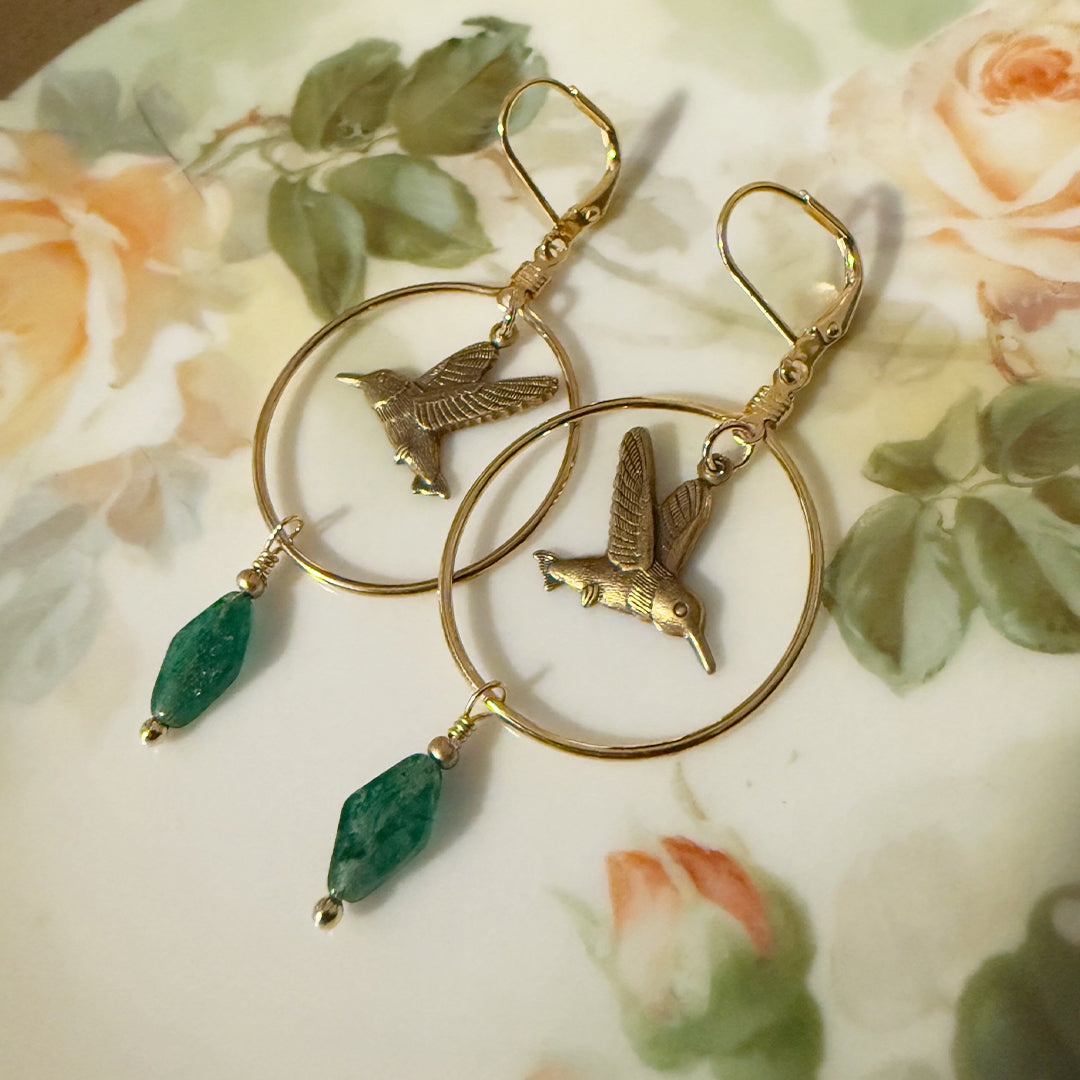 Hummingbird Hoop Earrings