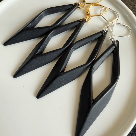 Acrylic Drop Earrings Black MATTE