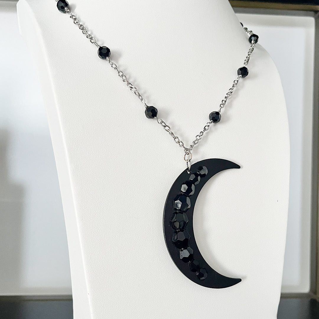 Black Moon Pendant Necklace