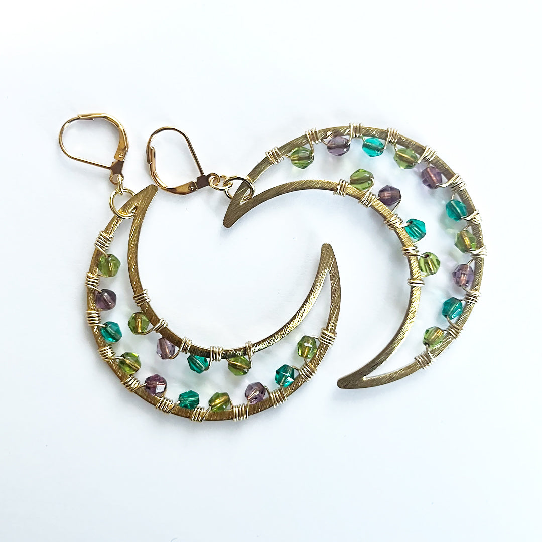 Crescent Moon Statement Earrings Multi Colored