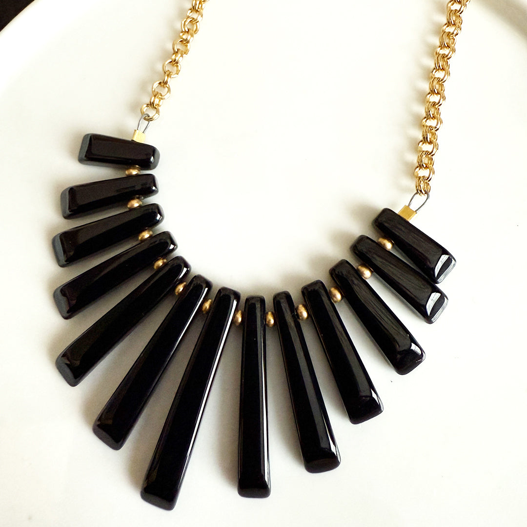 Onyx Fan Necklace