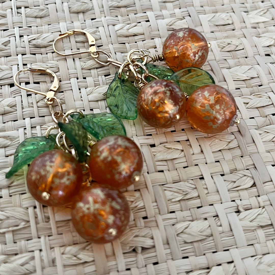 Retro Orange Fruit Cluster Earrings