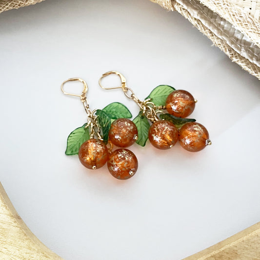 Retro Orange Fruit Cluster Earrings