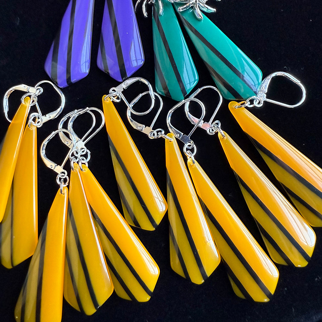 Retro Stripe Dangle Earrings