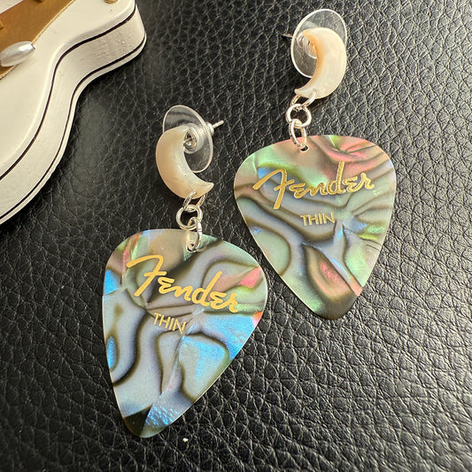 Moon Stud Guitar Pick Earrings (PASTEL)