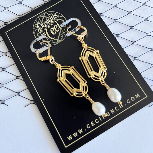 Art Deco Pearl Drop Earrings