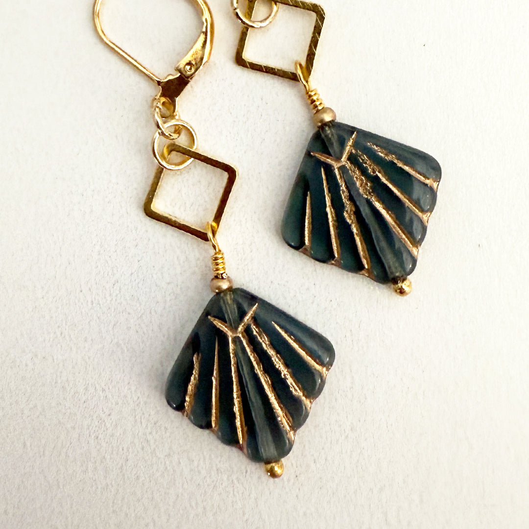 Art Deco Shell Drop Earrings