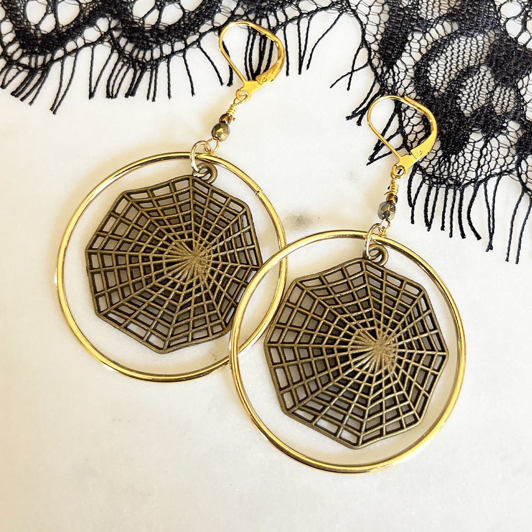 Spiderweb Hoop Earrings