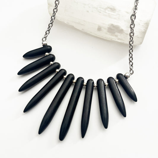 Black Stone Spike Necklace