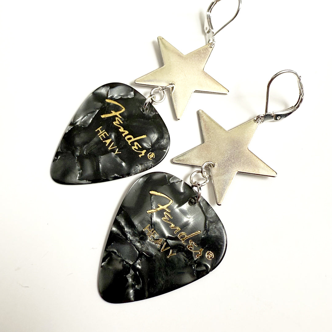 Rockstar Guitar Pick Earrings Steel