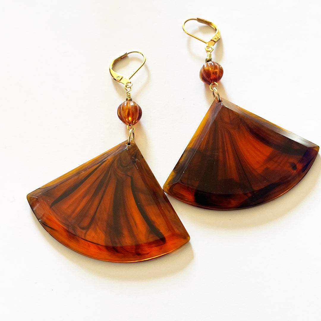 Tortoise Fan Earrings