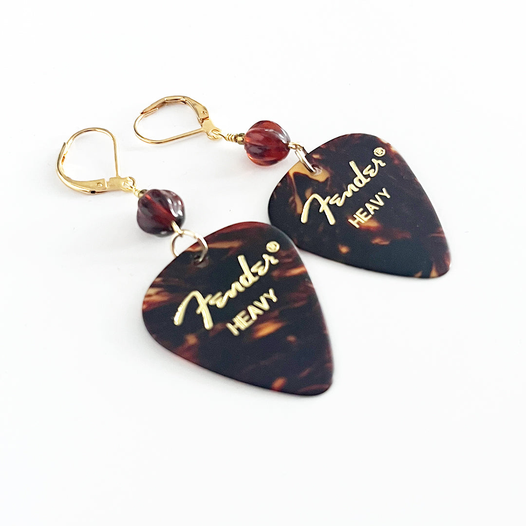 Tortoise Guitar Pick Earrings