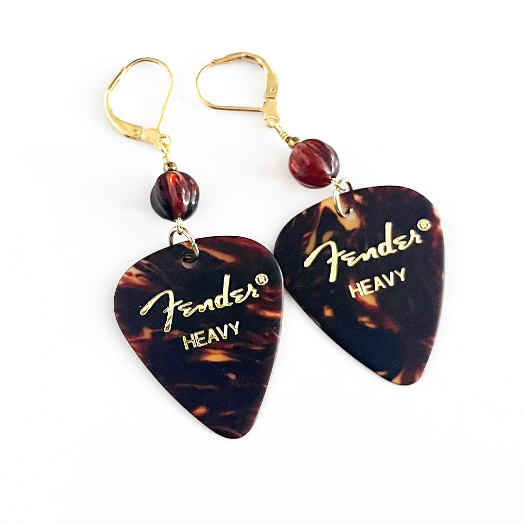 Tortoise Guitar Pick Earrings