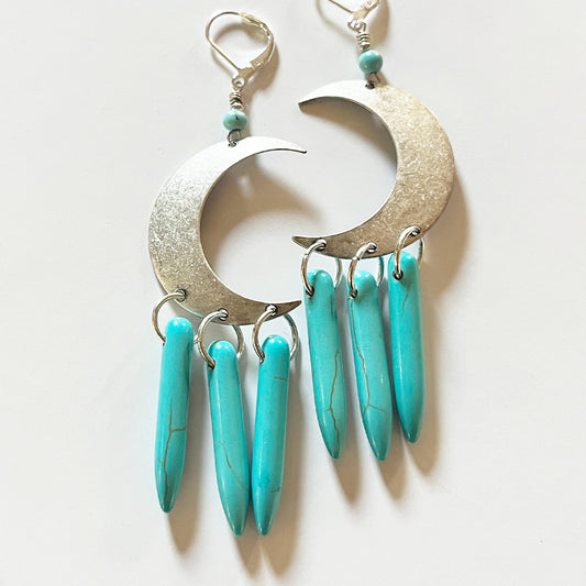 Turquoise Moon Goddess Earrings