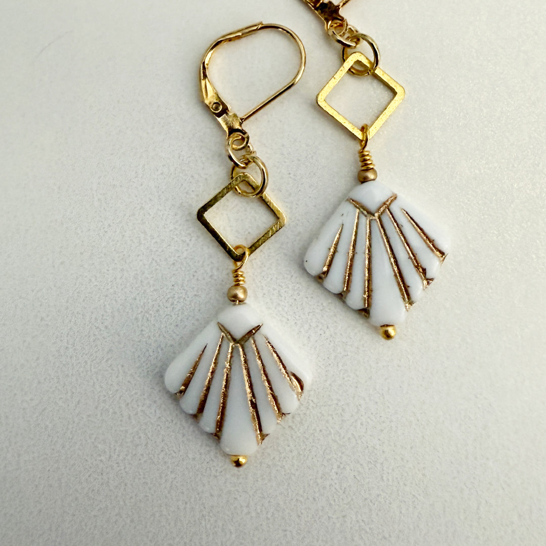 Art Deco Shell Drop Earrings